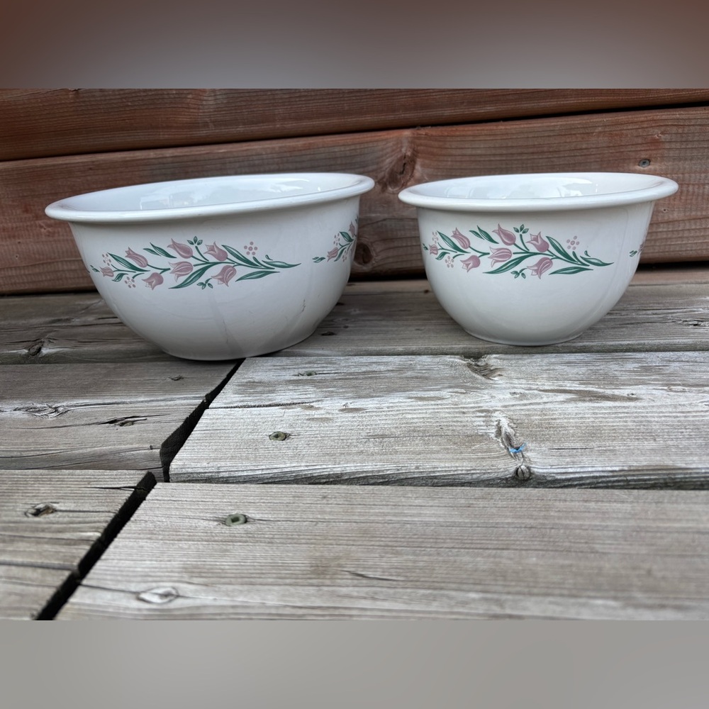Vintage lot of 2 Corning ware Corelle Rosemarie ! Mixing and serving Bowls (D)